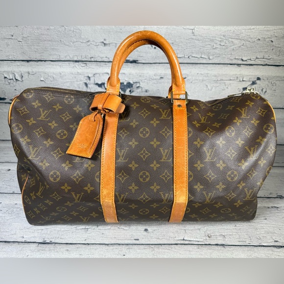 Louis Vuitton Handbags - Louis Vuitton Keepall 50 Brown Monogram Canvas Leather Travel Duffle Bag